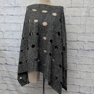 Kerisma (Anthropologie) Black Knit Poncho w/ Cut-Out Design - One Size